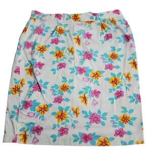 Vintage 80s Floral Corduroy Halmode Pleated Mini Skirt Women's Size M 1025